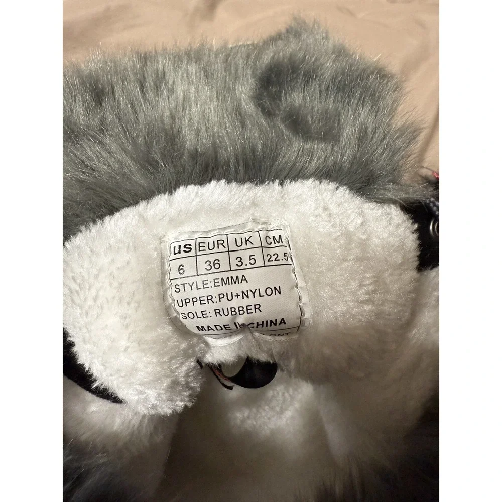 NORD TRAIL EMMA RUBBER BOOTS 6M‎ CHARCOAL  FAUX FUR THINSULATE Snow Warmth